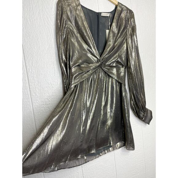 RAMY BROOK Elise Silk Metallic Twist Front Dress US 4 NWT $495 - Picture 8 of 13